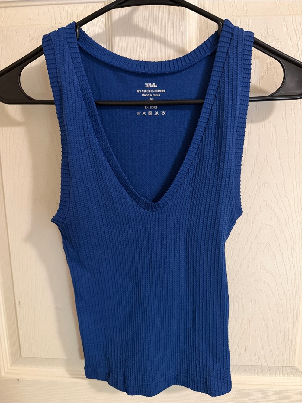 Zenana Outfitters Royal Blue Ribbed V-Neck Tank